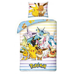 Pokémon - Pikachu, Eevee & Venner - Dynebetræk 140 x 200 cm / 70 x 90 cm